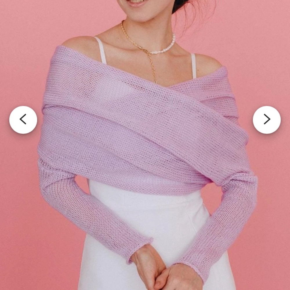 Lilac Off-Shoulder Knit Shrug